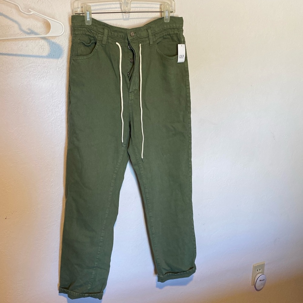 Gap Boyfriend chinos, drawstring, button fly